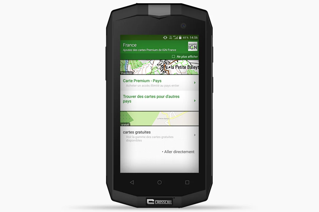Application GPS on mobile phone Crosscall