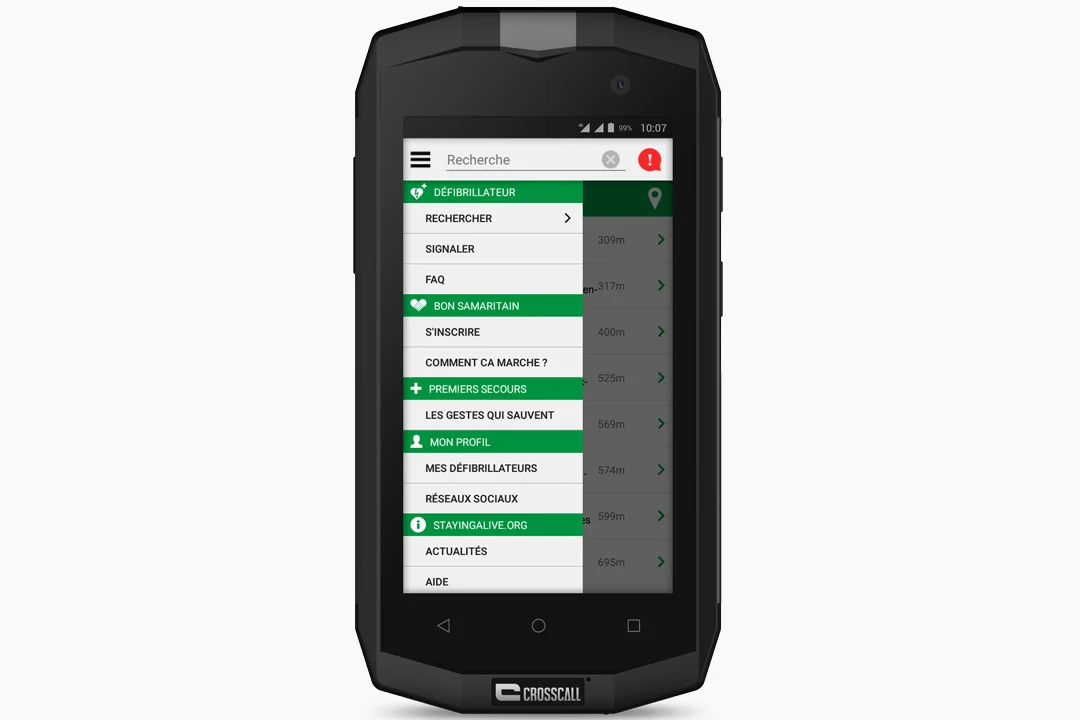 Aplicación Staying Alive en el smartphone Crosscall