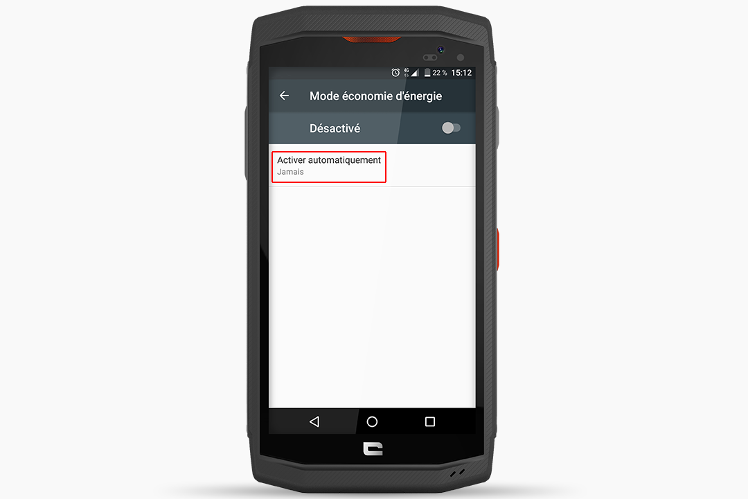Automatic activation of Crosscall energy-saving mode